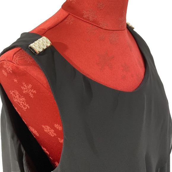 Dressbarn Collection Size 16 Black Cocktail Dress Chiffon Ruffles Sleeveless - Picture 6 of 10